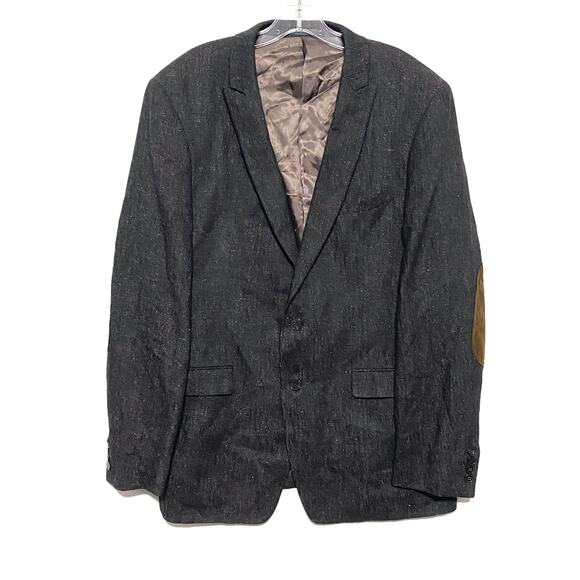 Calvin Klein Extreme Slim Fit Tweed Blazer Jacket Men 44L Elbow Patches Academic - Picture 1 of 11